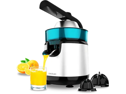 Exprimidor | Cecotec EssentialVita Hyden 120 Steel, 120 W, 2 conos, Filtro de acero inoxidable, 250 ml, Inox