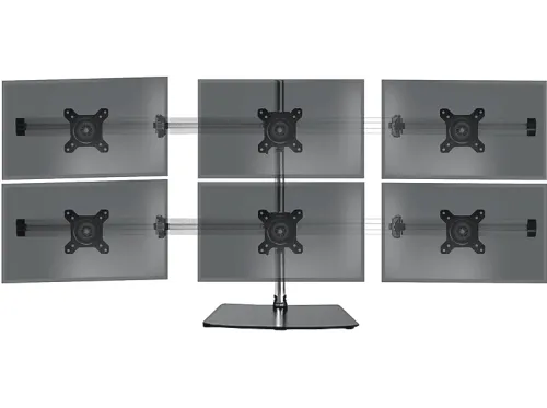 Soporte para monitores | DURONIC Duronic DM756 Soporte 6 monitores 15" 24" Pulgadas Base Brazo Extensible PC TV LED LCD 8Kg Máx, Negro
