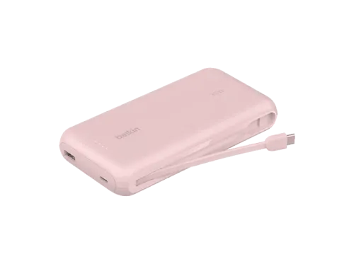 Powerbank | Belkin BPB024hqPK, 20000 mAh, 1x USB-C, Cable Integrado, Carga Rápida, 30W, Rosa