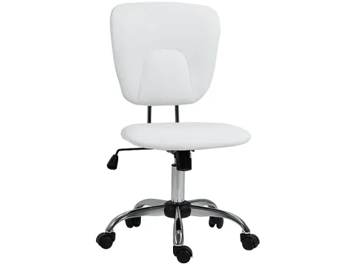 Silla de oficina | VINSETTO Giratoria, Cuero, PU, Altura Ajustable, Carga 120 kg, 50x54x87,5-96,5 cm, hasta 120 kg, Blanco
