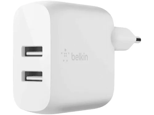 Cargador de móvil | BELKIN WCE001VF1MWH, 2 puertos, Blanco
