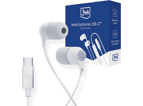 Auriculares de botón | Wired USB-C 3MK, Intraurales, Blanco