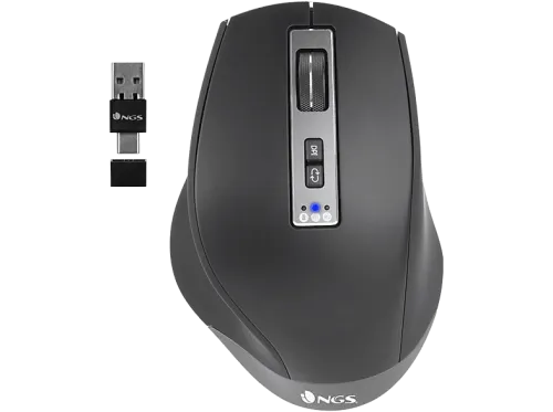 Ratón inalámbrico | NGS BLUR-RB RATON INALAM MULTIDISPOSITIVO LASER RECAR, Inalámbrico, 3200 ppp, Negro