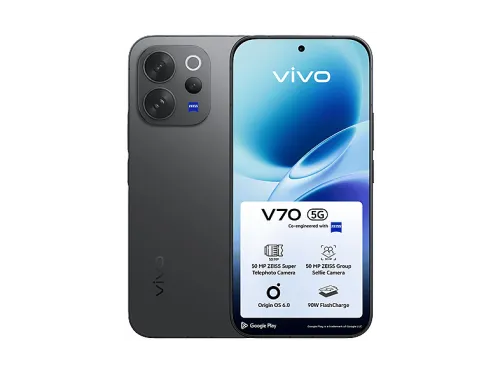 VIVO V70, Negro, Móvil Android, 256 GB, 8 GB RAM, 6,59 " AMOLED, 120 Hz, Qualcomm Snapdragon 7 Gen 4 (4 nm), 5400 mAh