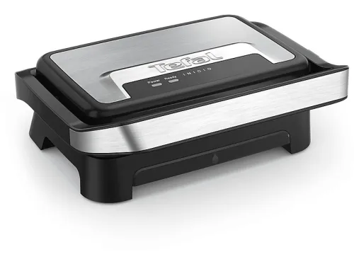 Plancha de asar | TEFAL Inicio Compact GC270D10, 1000 W, 23 x 14.5 cm, Negro, Acero inoxidable