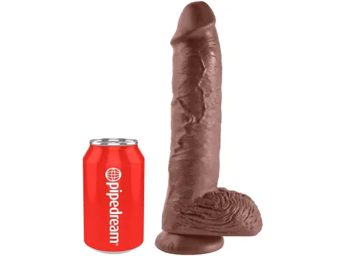 Dildo | KING COCK Pene de 10 pulgadas con testículos, PVC, color carne oscuro