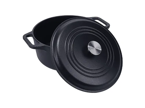 Horno holandés | VICTORIA COOKWARE DOS33811, 5.7 l, Hierro fundido curado, Negro