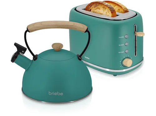 Tostadora | BRIEBE SKT1177GRE, 870 W, 2 ranuras, 2 rebanadas, Verde
