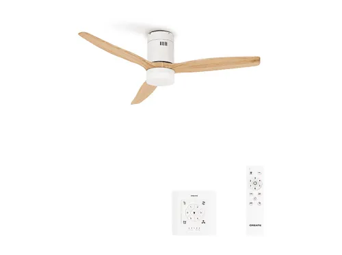 Ventilador de techo | CREATE WIND CALM NATURAL WOOD, 40 W, 6 velocidades, Blanco / Madera clara