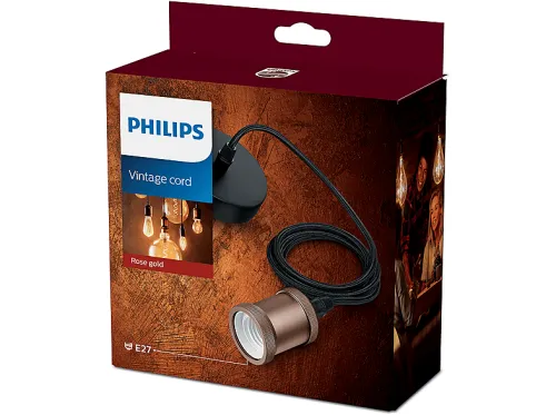 Portalámparas | PHILIPS Cord Vintage E27, E27, 0 W, 240 V, 2700 K, Eficiencia energética: D, Oro rosa