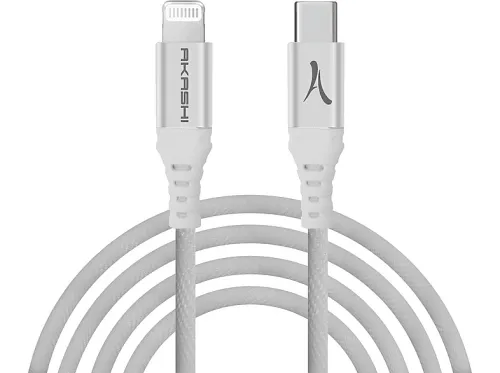 Cable USB | AKASHI ALTCABLMFIUSBC, USB-C, Lightning, Lightning, Blanco