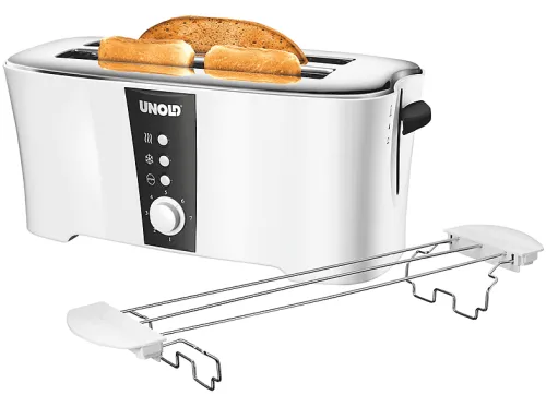 Tostadora | UNOLD 202830060, 1350 W, 2 ranuras, 4 rebanadas, Control regulable del dorado de la corteza niveles tostado, Inox