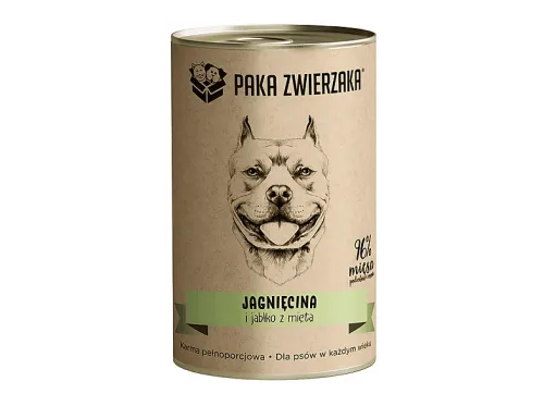 Comida húmeda para perros | PAKA ZWIERZAKA Cordero y manzana con menta 400g, 400 g, para Perro