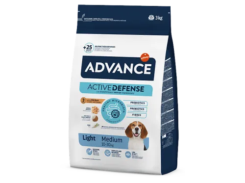 Pienso para perros | ADVANCE Pienso Light de Pollo y Arroz para Perro raza Mediana, 12 kg, para Perro