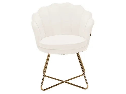 Sillón | HAWTHYHOME Diseño de pétalos con patas de metal dorado, hasta 150 kg, Blanco