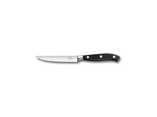 Cuchillo para carne | VICTORINOX 7.7203.12WG Grand Maitre 12 CM Dentado Acero Forjado Con Caja de Regalo, Negro