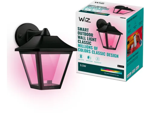 Aplique exterior inteligente | WIZ 8720169076181, Control por voz, Luz blanca y de color