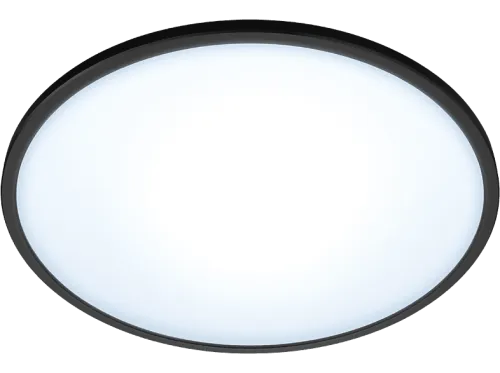 Lámpara de techo | WIZ SUPERSLIM PLAFON 16W NEGRO 27-65K TW, Control por voz, Luz blanca cálida a fría