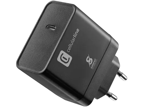 Cargador de móvil | CELLULARLINE CARG/CASA/ADPT/USBC/65W/K/ACHSMUSBC65WK, 1 puertos, Negro