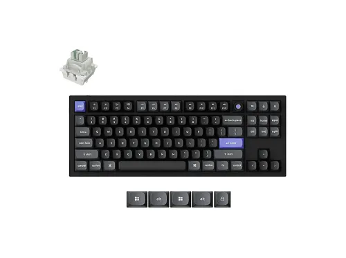 Teclado mecánico | KEYCHRON K10, QWERTY, USB-C, Negro, Gris, Azul, Inalámbrico, con cable, Teclas iluminadas, idioma: US, Negro, Gris, Azul