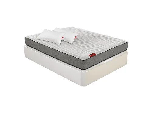 Pack Colchón + Canapé + Almohada | WHAT THE SLEEP PACK LIVE + CANAPE, 160 cm x 200 cm, Espuma HR + viscoelástica, Blanco
