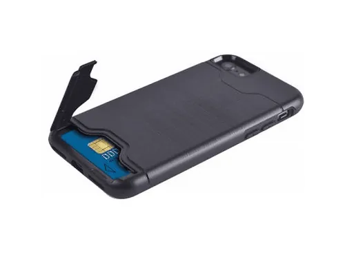 Carcasa para móvil | BIGBEN CONNECTED CBPCOVCARDIP7B, Compatible con Apple iPhone SE (2020)/8/7, Negro