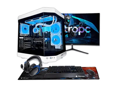 Pack PC gaming | NITROPC Pack Boost, AMD Ryzen 7 9800X3D (8 núcleos, 16 hilos | 4,70 GHz hasta 5,20 GHz), 32 GB RAM, 2 TB SSD, GeForce RTX™ 5080, Windows 11 Pro, Monitor 27 " Full-HD, Blanco