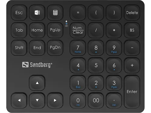 Teclado numérico inalámbrico | SANDBERG 630-09, Inalámbrico y alámbrico, Negro