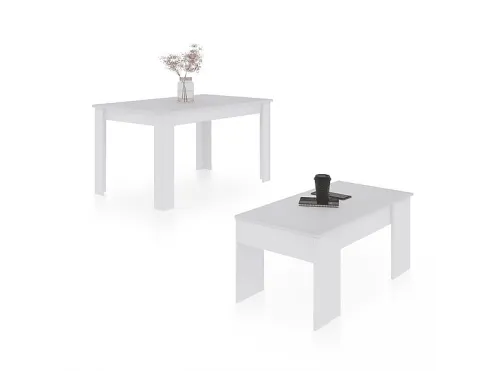 Mesa de comedor | DUEHOME Vita, , 140 cm x 78 cm x 90 cm, Blanco Artik (Blanco Mate)