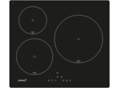 Placa de inducción | CATA IB 6303 BK, 3 Fuegos zonas, 590 mm, Cristal Negro