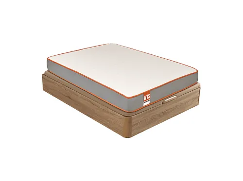 Pack Colchón + Canapé | WHAT THE SLEEP SOUL - Solución Completa - Gran Capacidad de Almacenaje, 135 cm x 190 cm, Espuma HR + viscoelástica, Natural