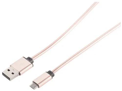 Cable USB | S/CONN 14-11002, USB 2.0, USB-A, microUSB, Oro rosa
