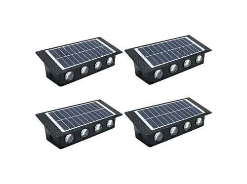 Luz solar | SWL08A, 8LEDs, RGB, 8W, DC5V,Pack de 4 unidades HOLA LED, negro