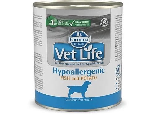 Comida húmeda para perros | FARMINA VET LIFE DOG HIPOALERGÉNICO PESCADO Y PATATA 300g, 300 g, para Perro