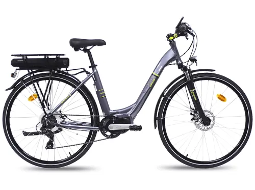 Bicicleta de ciudad | DENVER Denver E6000 Shimano, Bicicleta eléctrica con pedaleo, 250 Watt, GRIS