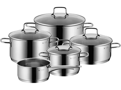 Batería de cocina | WMF 0780556040 JUEGO DE OLLAS DE 5 PIEZAS ASTORIA, 2.5 l, Cromargan® acero inoxidable 18/10, Acero inoxidable