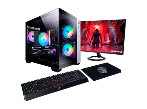 Pack PC Gaming | IBUYPOWER Fighter Warhero Plus, AMD Ryzen 5 5500, 32 GB RAM, 1 TB SSD, Radeon™ RX 9060 XT, Windows 11 Pro, Monitor 24 " Full-HD, Negro