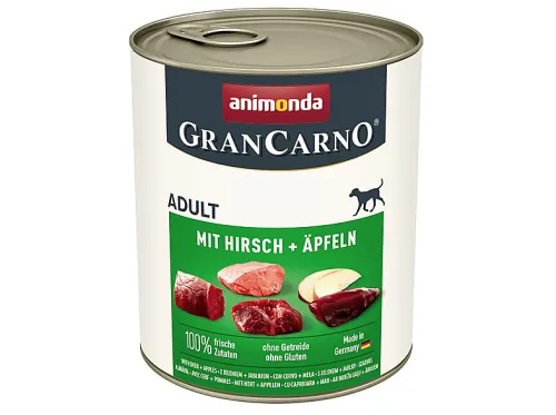 Comida húmeda para perros | ANIMONDA GranCarno Adulto con Ciervo y Manzana 800g, 800 g, para Perro