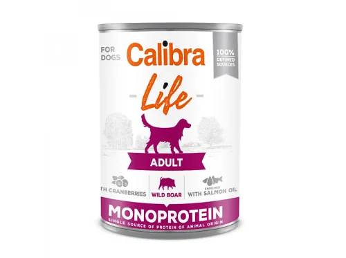 Comida húmeda para perros | CALIBRA Comida Húmeda Life Adult de Jabalí y Arándanos para Perros, 400 g, para Perro