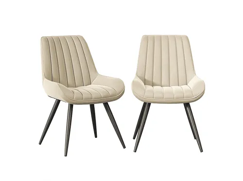 Silla de comedor | HAWTHYHOME Silla de comedor tapizada con respaldo y patas de metal, hasta 136 kg, Crema, Juego de 2