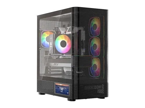 Caja de PC | Volcano AQ400 ARGB - Material de metal, Dimensiones 23.8 x 50.2 x 48.3 cm MODECOM, Negro, Multicolor