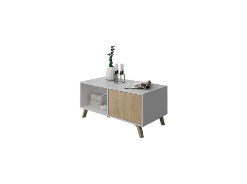 Mesa de centro | DUEHOME Wind, Melamina, P.V.C, 91,5 cm x 49,6 cm, Blanco - Puccini
