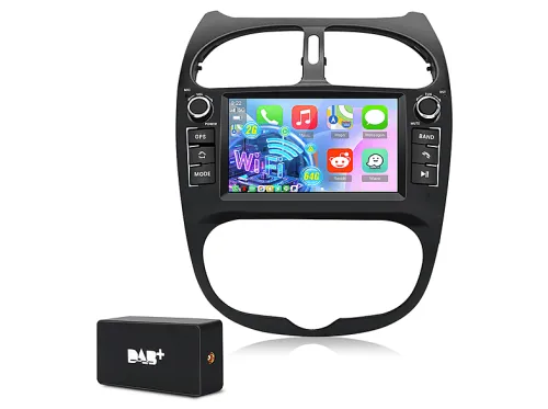 Autorradio | PEUGEOT 206 2001-2016 2+64GB Carplay DAB+ SMORGR, 7 "", 2*USB, Black