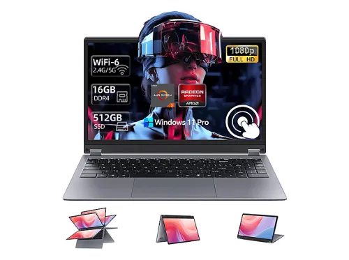 Convertible 2 en 1 | VANWIN UCC-UL156-B, 15,6 " Full-HD, AMD Ryzen 3 3200u(Frecuencia máxima 3,5 GHz), 16 GB RAM, 512 GB, Radeon™ RX Vega 3, Windows 11 Pro, gris