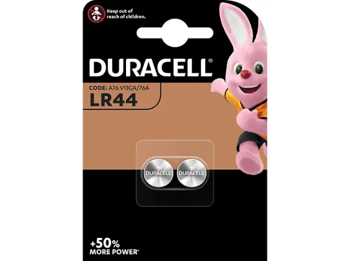Pilas botón | Duracell LR44, 2 unidades, 1.5 V 76A/A76/V13GA, Negro