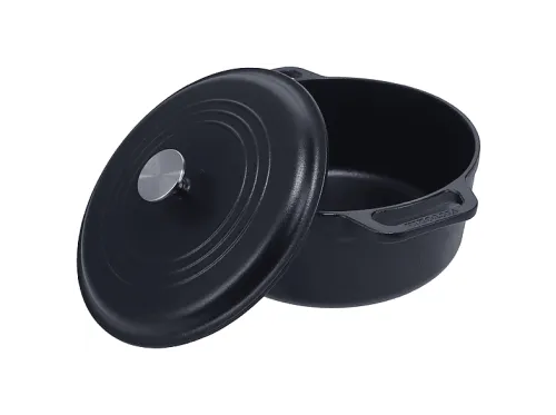 Horno holandés | VICTORIA COOKWARE DOS35709, 6.6 l, Hierro fundido curado, Negro
