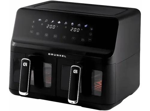 Freidora aire | GRUNKEL Freidora de aire DUALTASTYFRYER de 12L y 2700W, 2700 W, 8 l, Negro