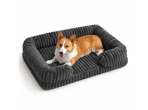 Cama para perros | JOWY ORIGINALS Acolchada Dark Gray ultra suave para mascotas M-L, para Perro, Negro
