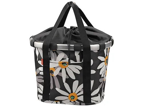 Cesta delantera | Cesta de bicicleta KLICKFIX, negro-blanco amarillo