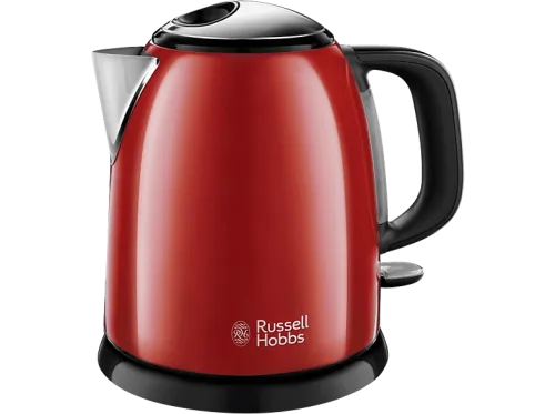 Hervidor de agua | Russell Hobbs Mini ColourPlus 24992-70, 1 l, Base 360º, Apagado automático, Rojo